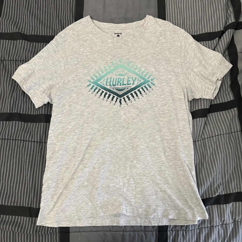Hurley Shirt Men's Large Grey Hurley Graphic Short Sleeve Crew Neck Surfing